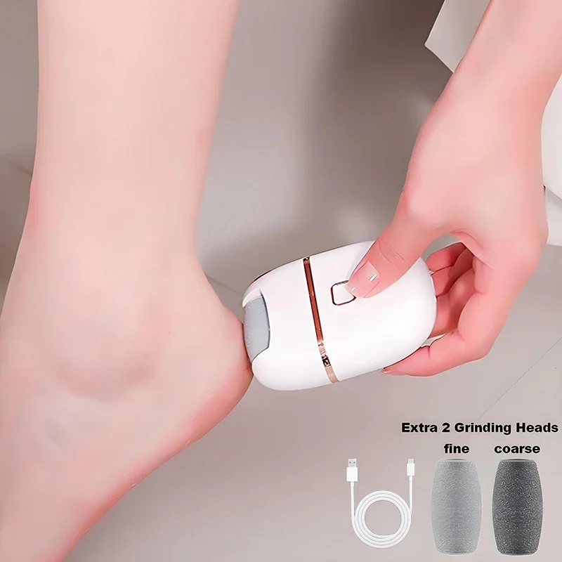 Pedicure Machine Portable Electric Foot Callus Remover, Type-C Rechargeable 2 Speed Feet Heel Dead Skin Grinder 3 Heads