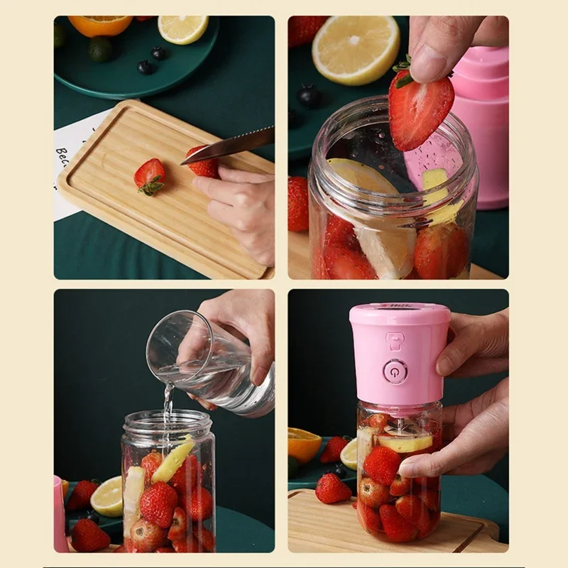 Portable Mini Electric Juicer Orange Juier Fruit Juicer Lemon Squeezer Glass Blender Smoothies Nutribullet Food 5