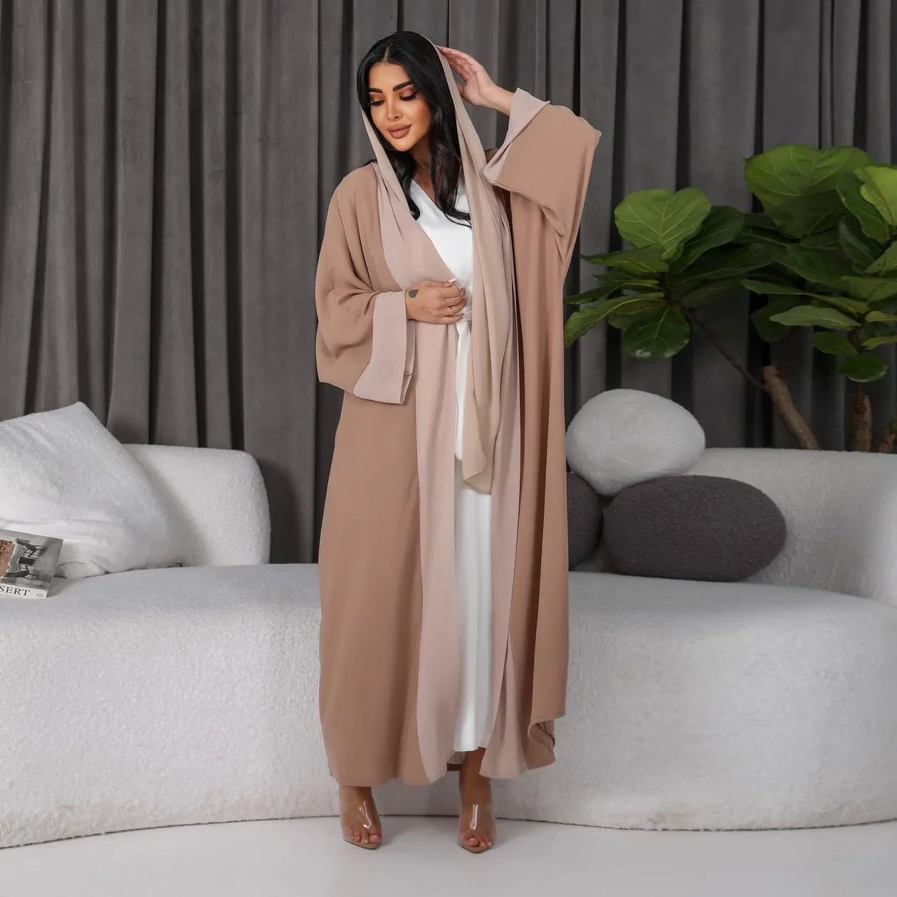 Ramadan Eid Muslim Kimono Abaya Dubai Turkey Islam Arabic Kaftans Chiffon Abayas for Women Clothing Jumpsuit Outwear Cardigan