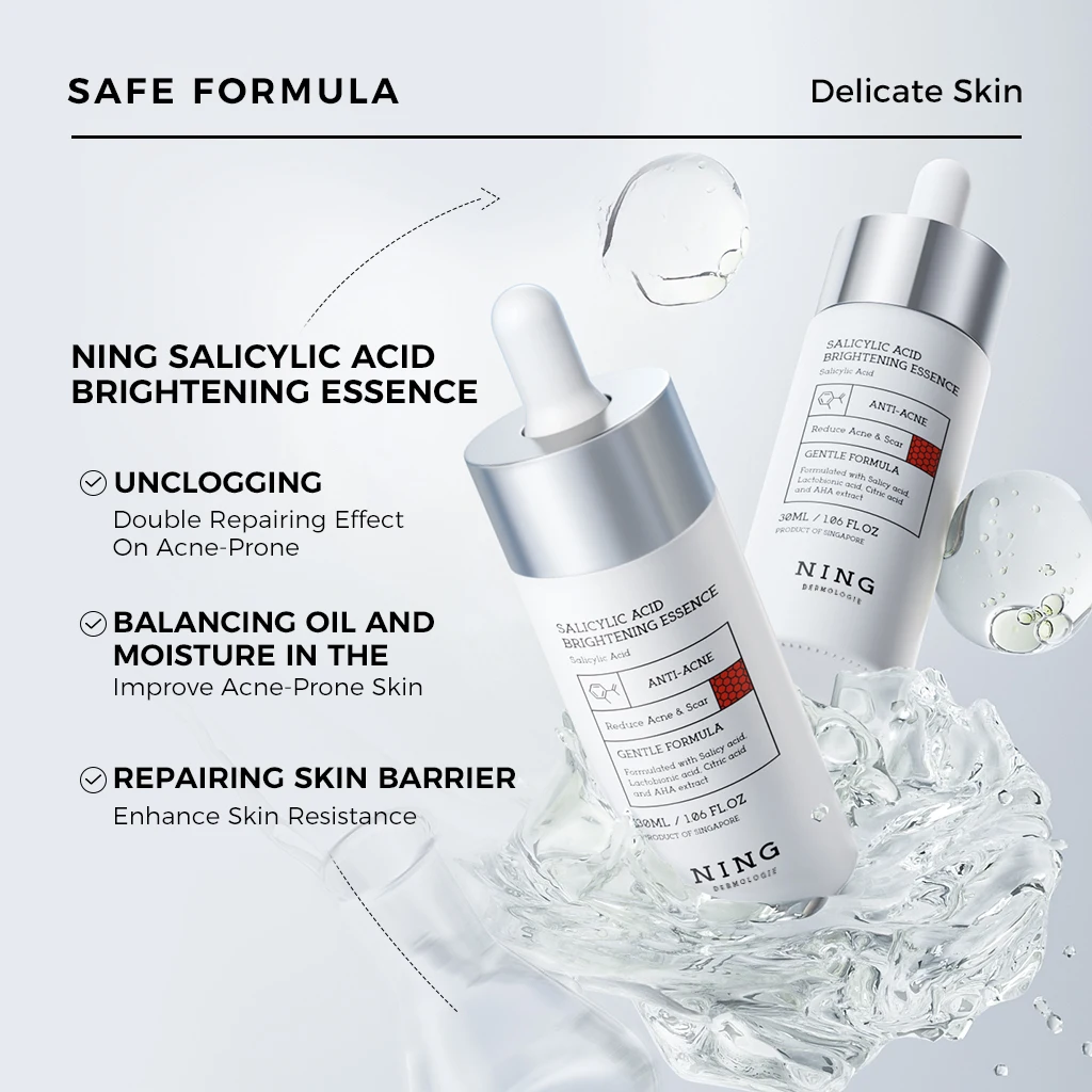30Ml NING SALICYLIC ACID BRIGHTENING ESSENCE OIL CONTROL ACNE RELIEF UNCLOGS PORES FADES MARKS REPAIRS BARRIER