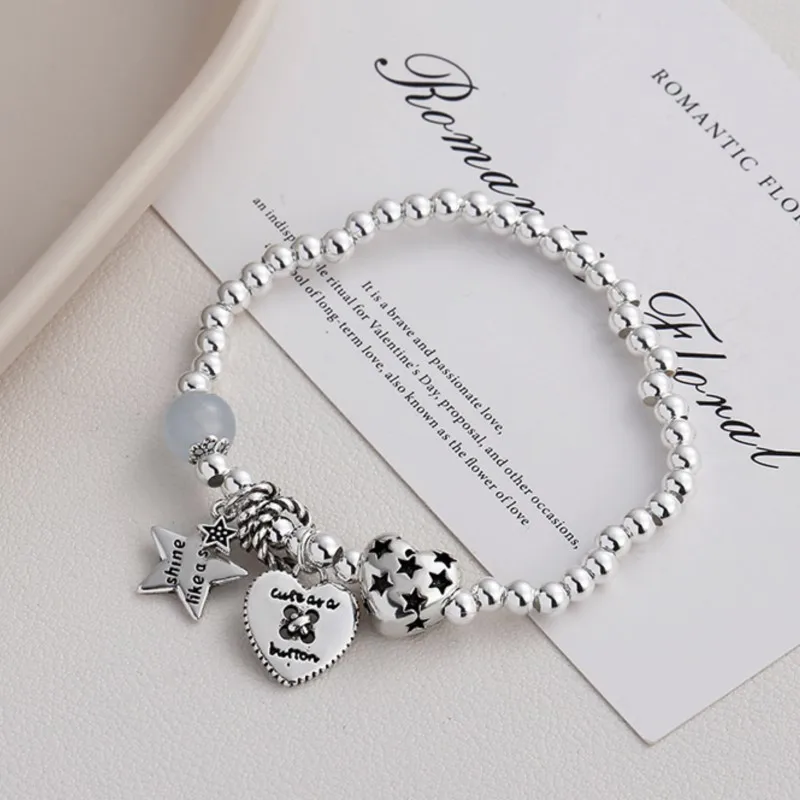 2024 New Fashion Beads Bracelet for Women Love Heart Star Charms Bracelets Party Jewelry Friend Gifts