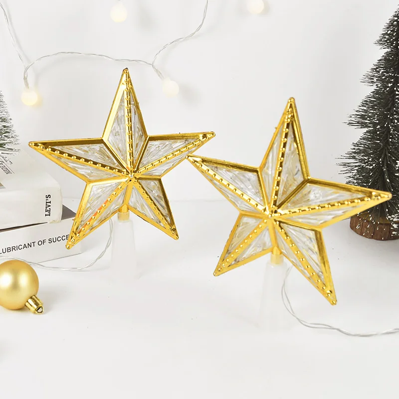 Christmas Tree LED Top Star Light Five-pointed Star Lamp Battery Powered Glowing Xmas Decoration Home New Year Ornament Navidad
