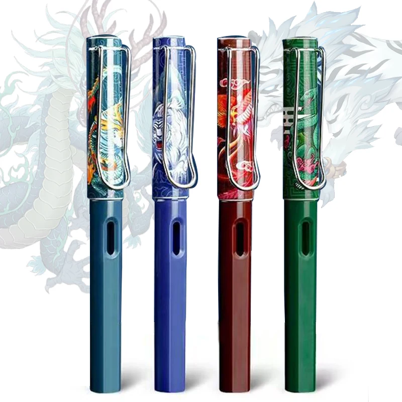 

Retro Chinese Style Divine Beast Fountain Pen 0.38mm Nib Replaceable Ink Sac Business Signature Pen School Writing Stationery