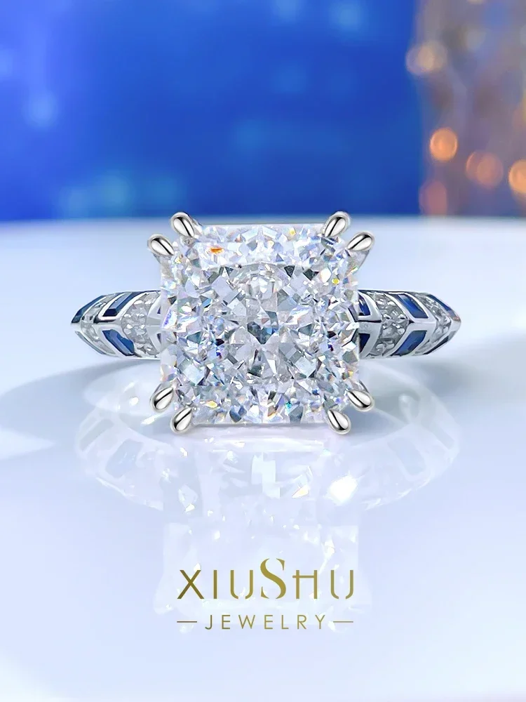 Fashionable, Luxurious, Versatile, and Colorful Diamond Ring 925 Silver High Carbon Diamond Minimalist Engagement Jewelry