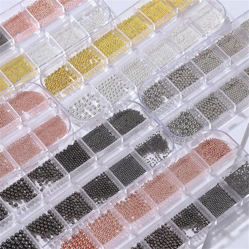 

6 size Caviar Bead Stainless salt Nail Art Decorations Flat Pearl Crystals Nail Rhinestones Cruds UV Gel Polish