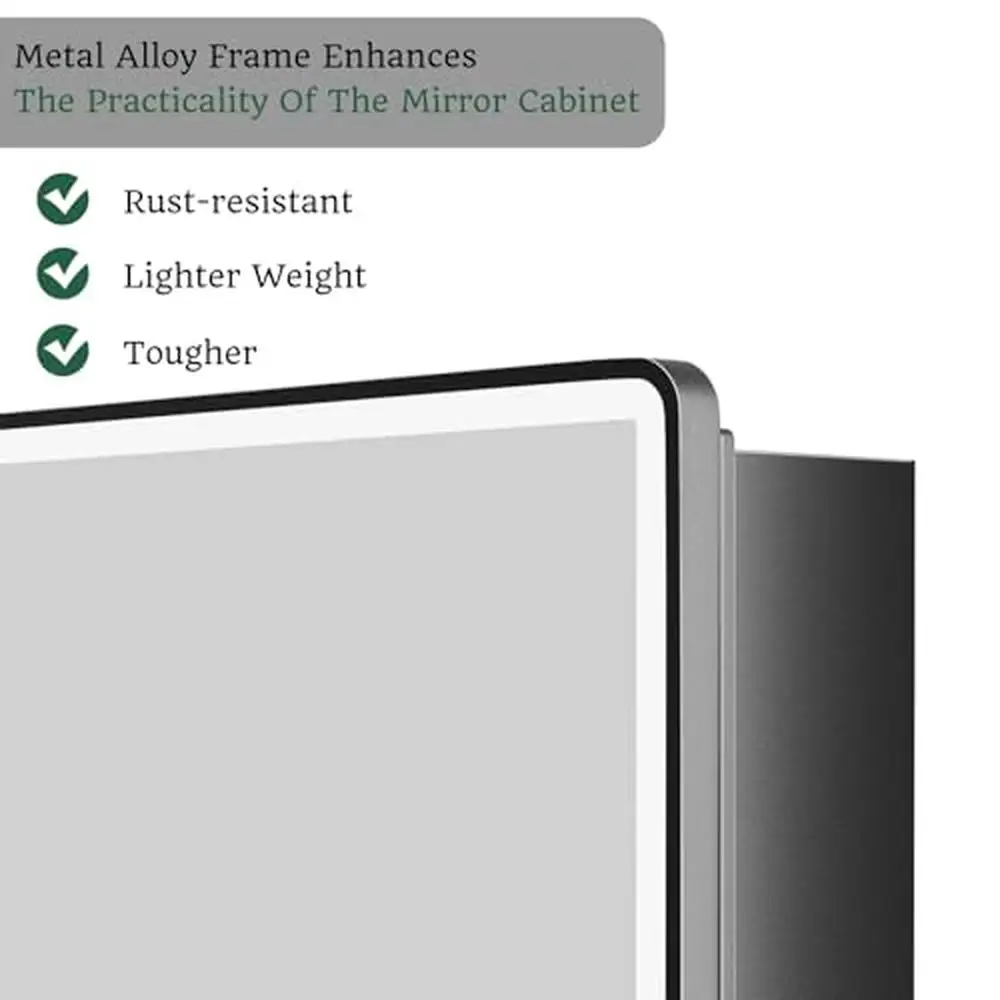 30x32" Lighted Glass Mirror Aluminum Framed Storage Medicine Cabinet
