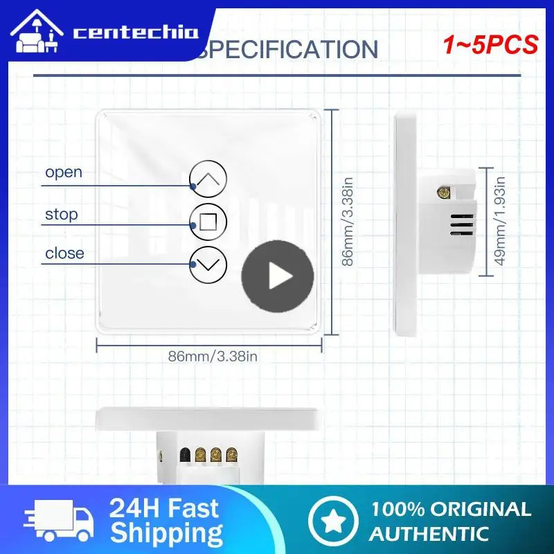

1~5PCS WiFi RF433 Smart 2.5D Arc Glass Touch Switch for Roller Blinds Shutters Smart Life/Tuya APP Works Alexa