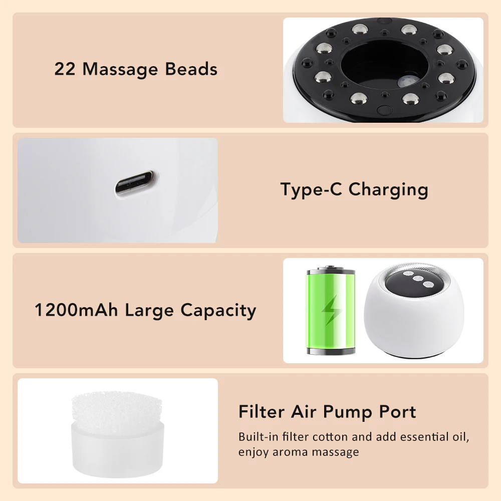 USB Rechargeable Abdominal Massager for Hot Compress and Adjustable Guasha Cuppi