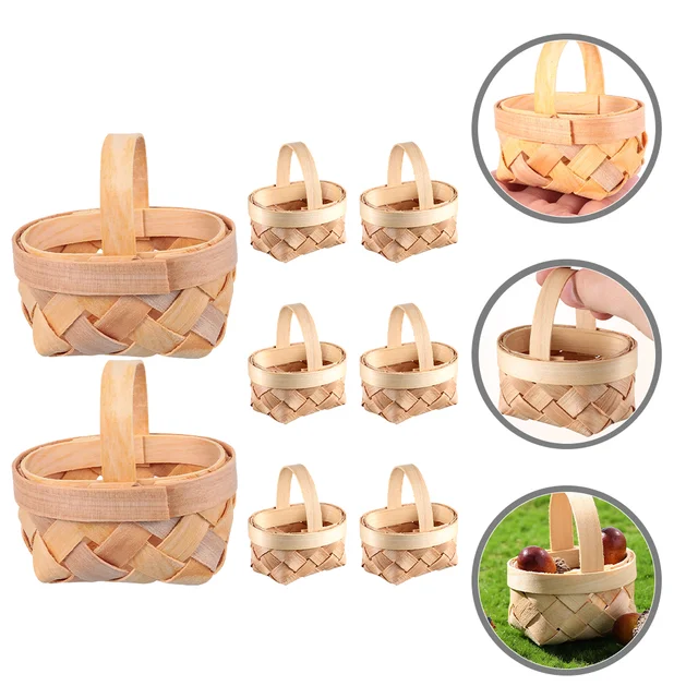 Mini Kosár Miniatűr Szövött Kis Virágház Kiegészítők Apró Kosarak Kézi Dekoráció