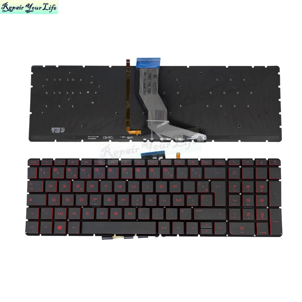 Teclado Apoio de Mãos Completa Capa Superior para hp Omen 15-ax 15-ax000 Ax100 Eua fr Francês Retroiluminado Teclados 859735 905118001 Tpn-q173 - Imagem 3
