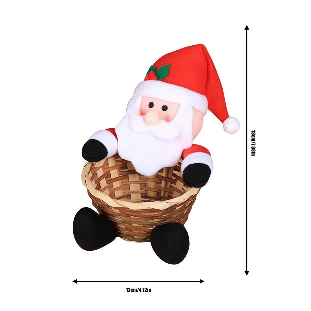 thumbnail image 1 of Cesta para dulces navideños, decoración para la mesa navideña, soporte para dulces, cesta para guardar dulces navideños con hombre de jengibre, pingüino y ciervo, 1 of 5