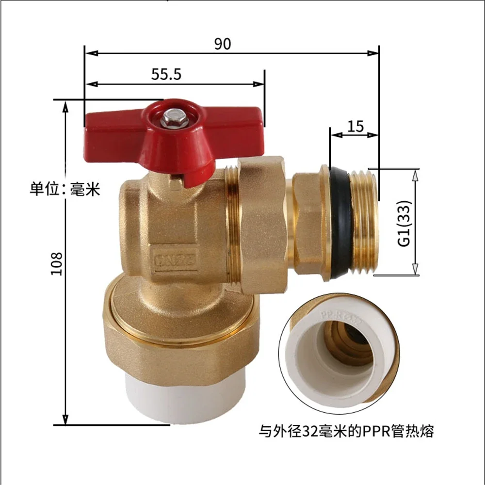 Floor Heating Valve Full Copper Angle PPR32 Ball Valve 1 Inch PPR Ball 32 Sub-collector Main Switch