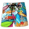 Colorful Graffiti 3D Printed Surfing Board Shorts Cool Summer Street Hip Hop Swim Trunks For Men Kids Vacation Beach Shorts 2