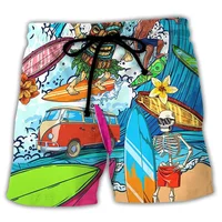 Colorful Graffiti 3D Printed Surfing Board Shorts Cool Summer Street Hip Hop Swim Trunks For Men Kids Vacation Beach Shorts 2