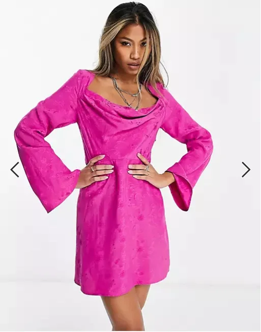 

Pullover Mini Dress Women Spring New Long Sleeve Dresses Rose Pink 2022 Summer Dresses for Women Casual Dress Short Design