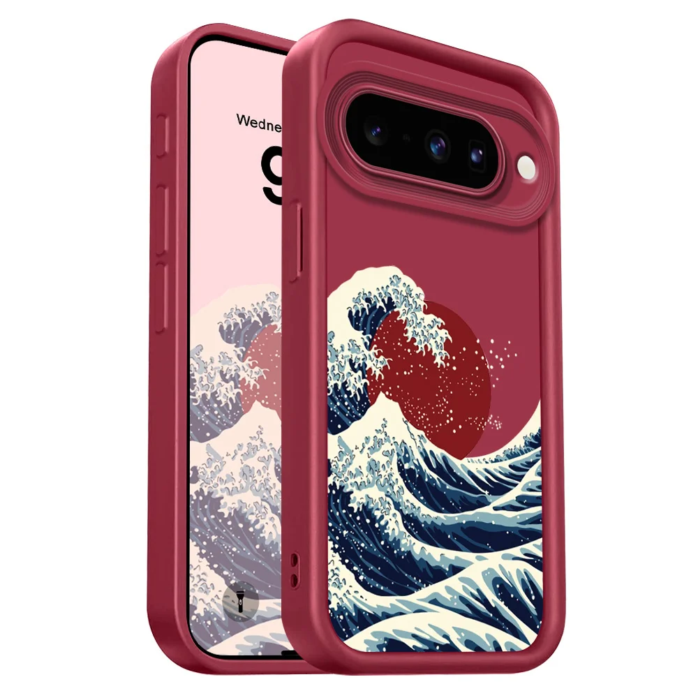 Red Sun Waves Staircase Soft Phone Case Cover