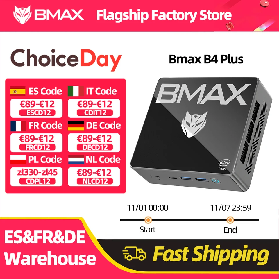 Bmax B4 Plus ミニ PC Windows 11 PC Intel N100 16Gb 512Gb Ssd 2