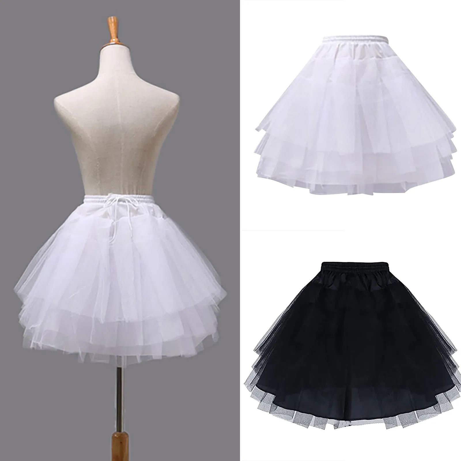 

Women's Solid Color Layered Tulle Petticoat High Waisted Fashion Mesh Puffy Skirt Casual Versatile Half Body Skirt Tutu Skirt