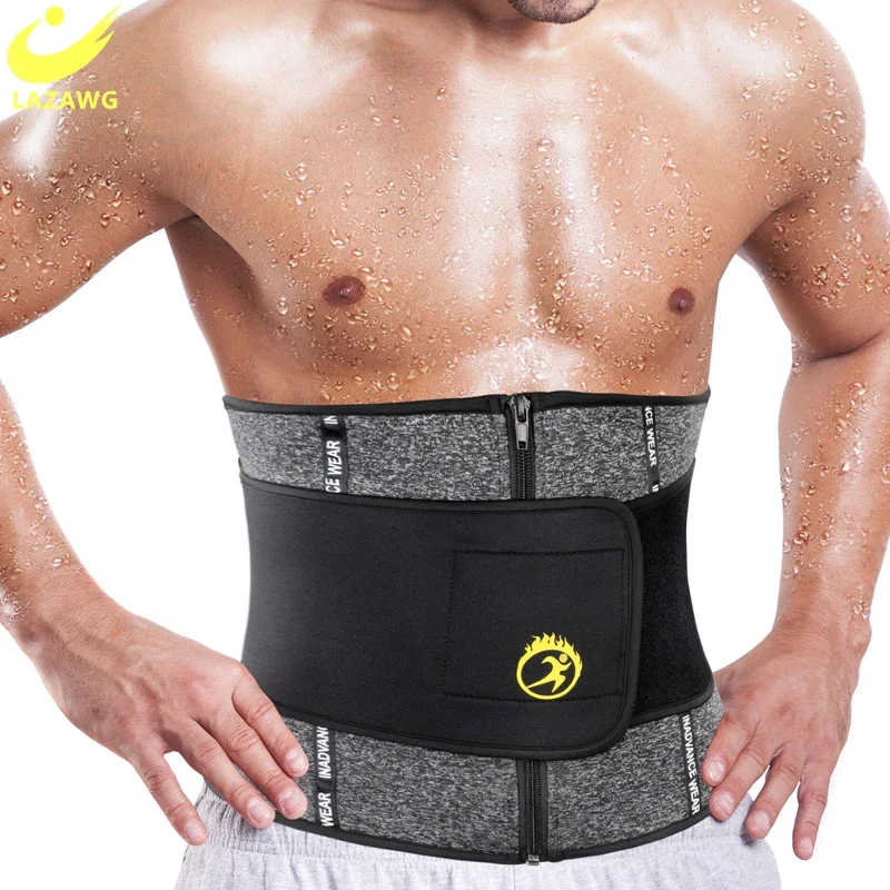 LAZAWG Mens Neoprene Sports Waist Trimmer Body Shaper Waist Trainer Weight Loss Fitness Sweat Belt Slimming Strap Waist cincher