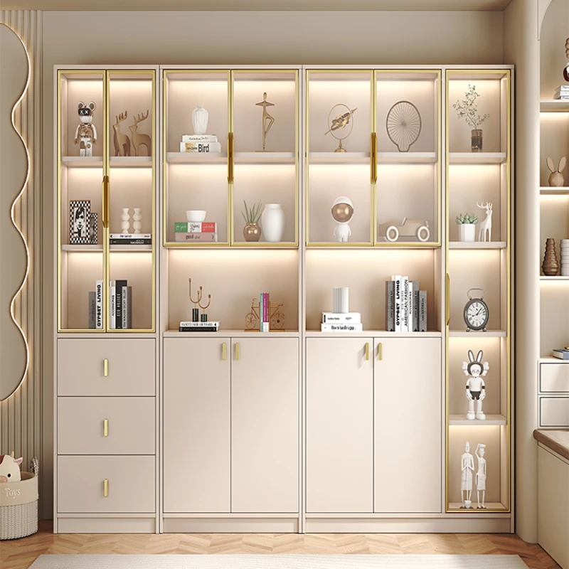 

Wooden Wall Book Bookcase Shelf Minimalist Standing Bookcase With Doors Living Room Cabinets Display Scaffali Furniture XY50WC