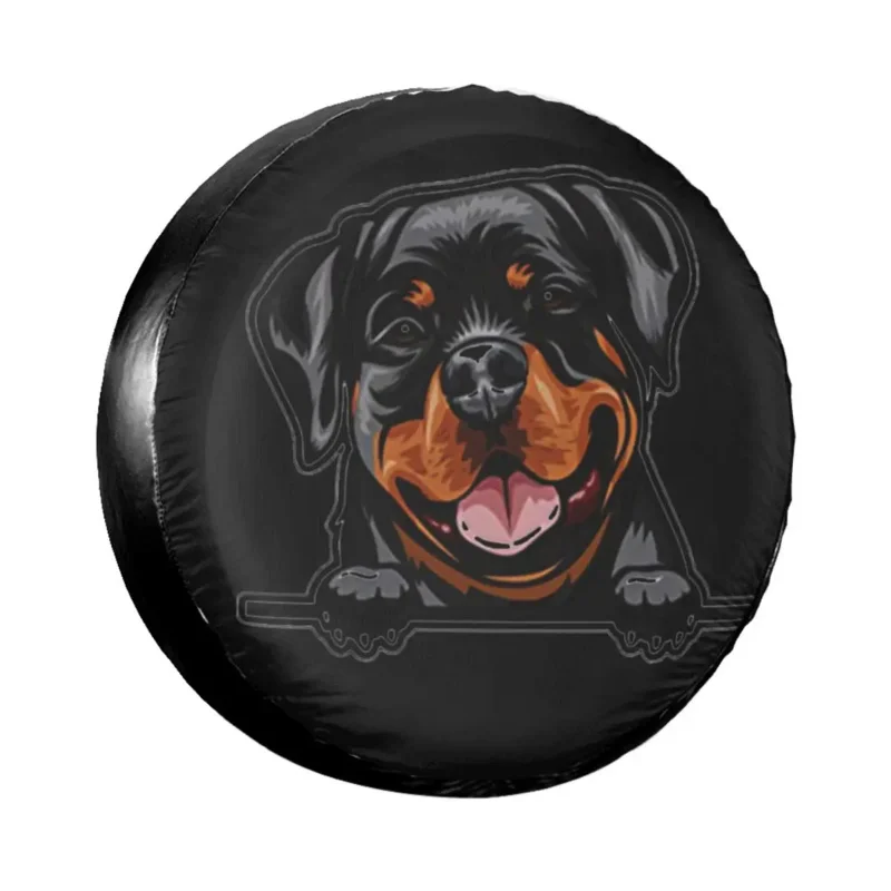 

Funny Rottweiler Dog Spare Tire Cover Case Bag Rottie Animal Pet Wheel Covers for Jeep Mitsubishi Pajero 14" 15" 16" 17" Inch