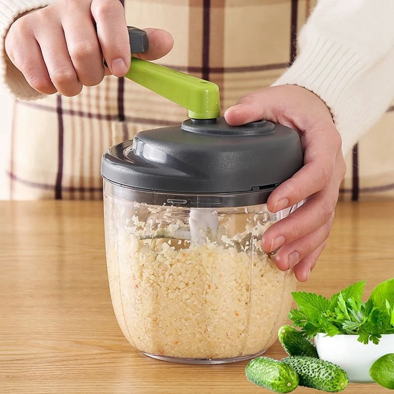 Hand Chopper, Manual Food Chopper, Hand Crank Onion Spinner, Food Chopper With Container, Rotary Onion Chopper