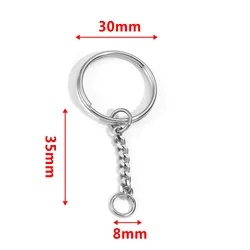 Silver Stainless Steel Keychain Chains for Jewelry Making and DIY Gifts, 30mm Diameter, 5 - Pack Wholesale (Style6)