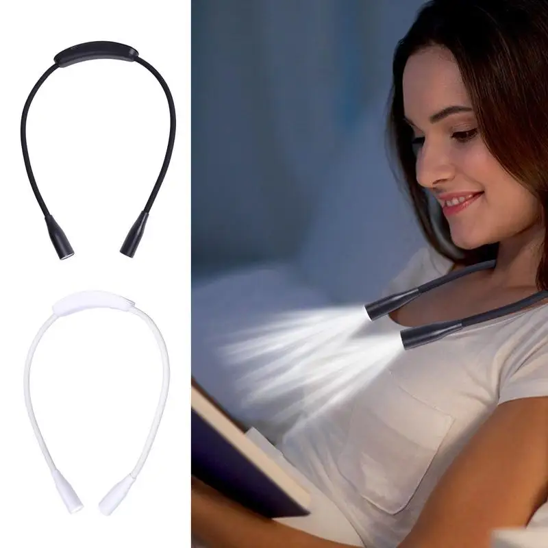 

Book Light Around Neck USB Rechargeable Book Lamp Reading Lights Long Lasting Comfortable Wear Adjustable With Bendable Arms For