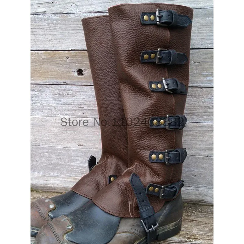 Men Medieval Knight Pirate Leg Armor Steampunk Shoes Boots Cover