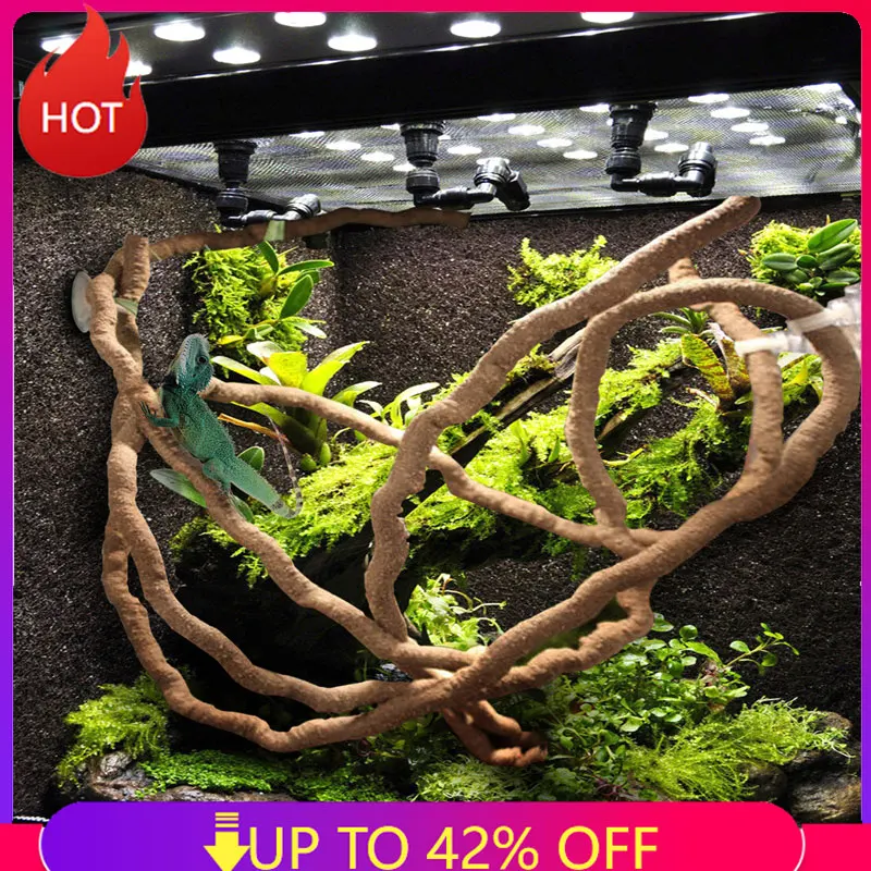 150CM Large Flexible Vines Habitat Decor Bendable Jungle Climber Reptile Pet Supplies Reptiles Terrarium Decoration 1.5M artificial plants