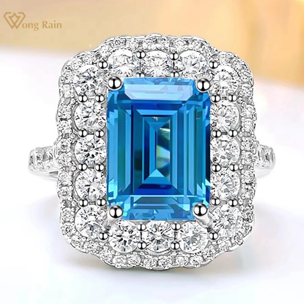 

Wong Rain 925 пробы, серебряное, изумрудное, 4 карат, аквамарин, высокоуглеродный алмаз, драгоценный камень, коктейльное кольцо для женщин, ювелирные изделия для помолвки