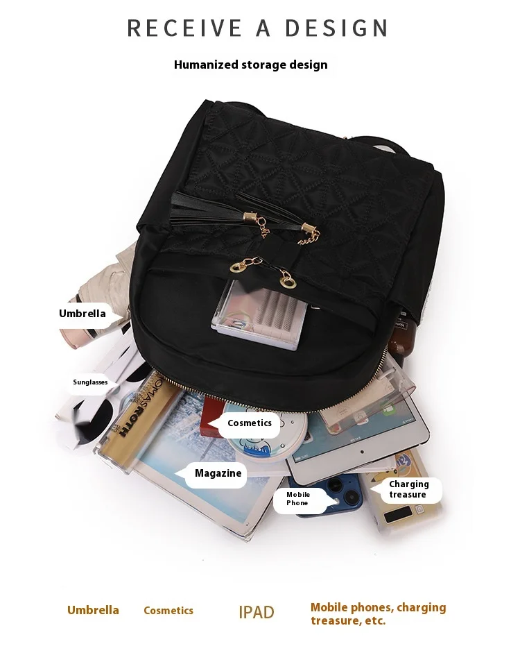 Lingge Embroidery Thread Backpack Women's New Style Women's Backpack Versatile Large Capacity Waterproof Travel Backpack_voghion.com