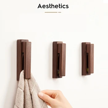 Walnut No-Drill Wall Hooks 1