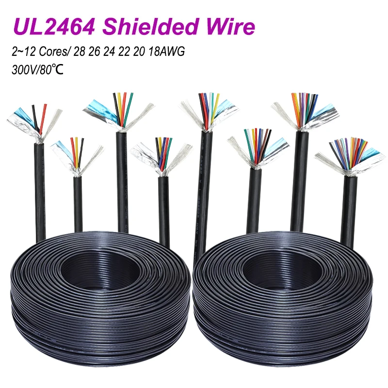 2/5/10M UL2464 PVC สายป้องกัน 28 26 24 22 20 18AWG ช่องสายสัญญาณ 2 ~ 12 แกนทองแดงสัญญาณสายควบคุม sheathed สาย 1