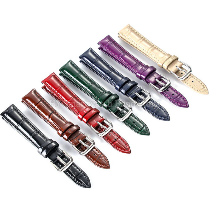 Waterproof Leather Watch Band Strap with Metal Pin Buckle