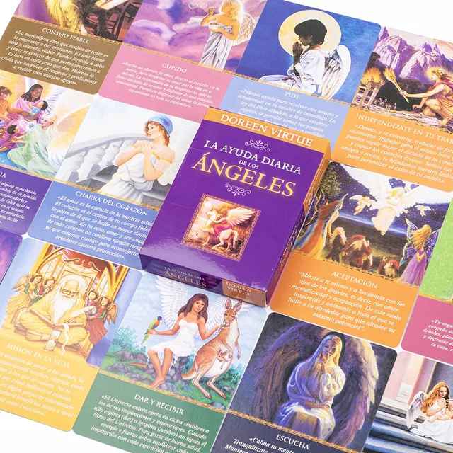 Guide quotidien des vos anges Oracle 44 cartes Deck 10.4*7.4 cm Version espagnole destin Divination Tarot jeu de société 5