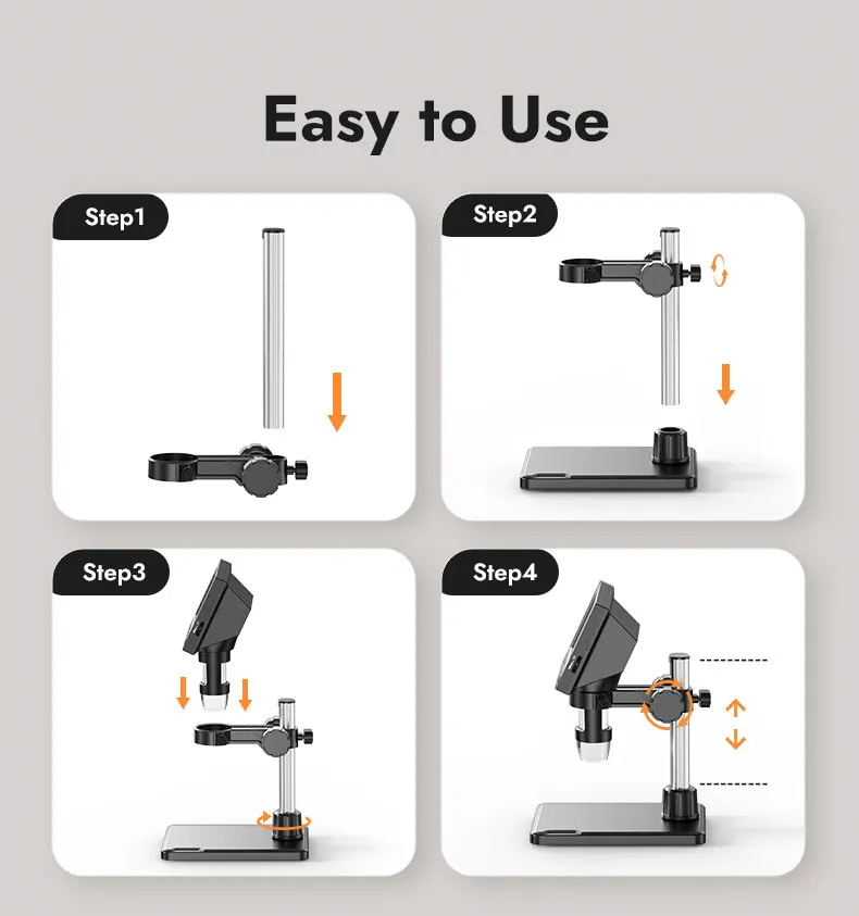 4.3"IPS Digital Microscope with 8 LEDs1000X Magnification Coin Microscope USB El