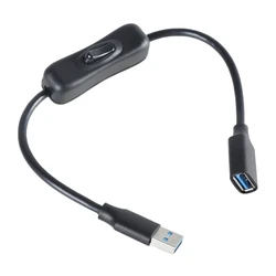 USB 3.0 Extension Cable with Switch for Data Transfer and Charging - Black (0.3m)
