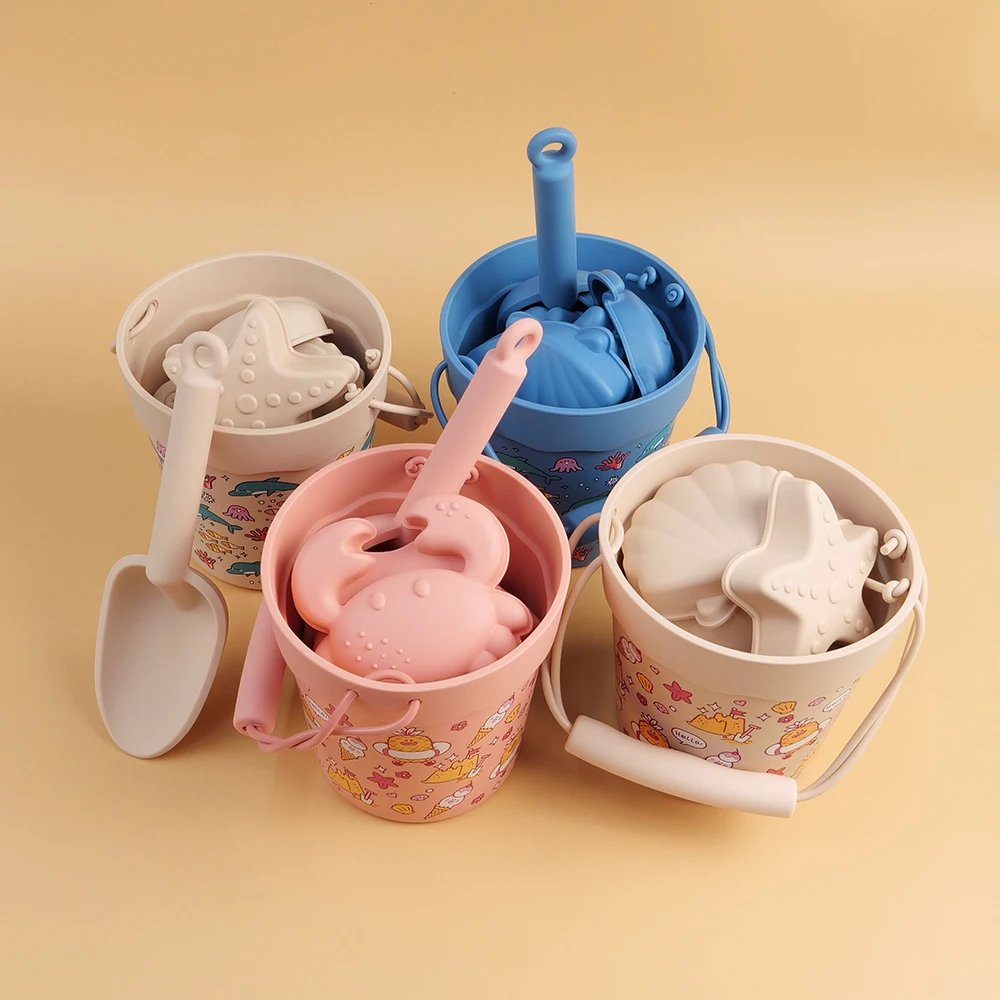 Set 6 giochi da spiaggia per bambini con secchiello e paletta_voghion.com