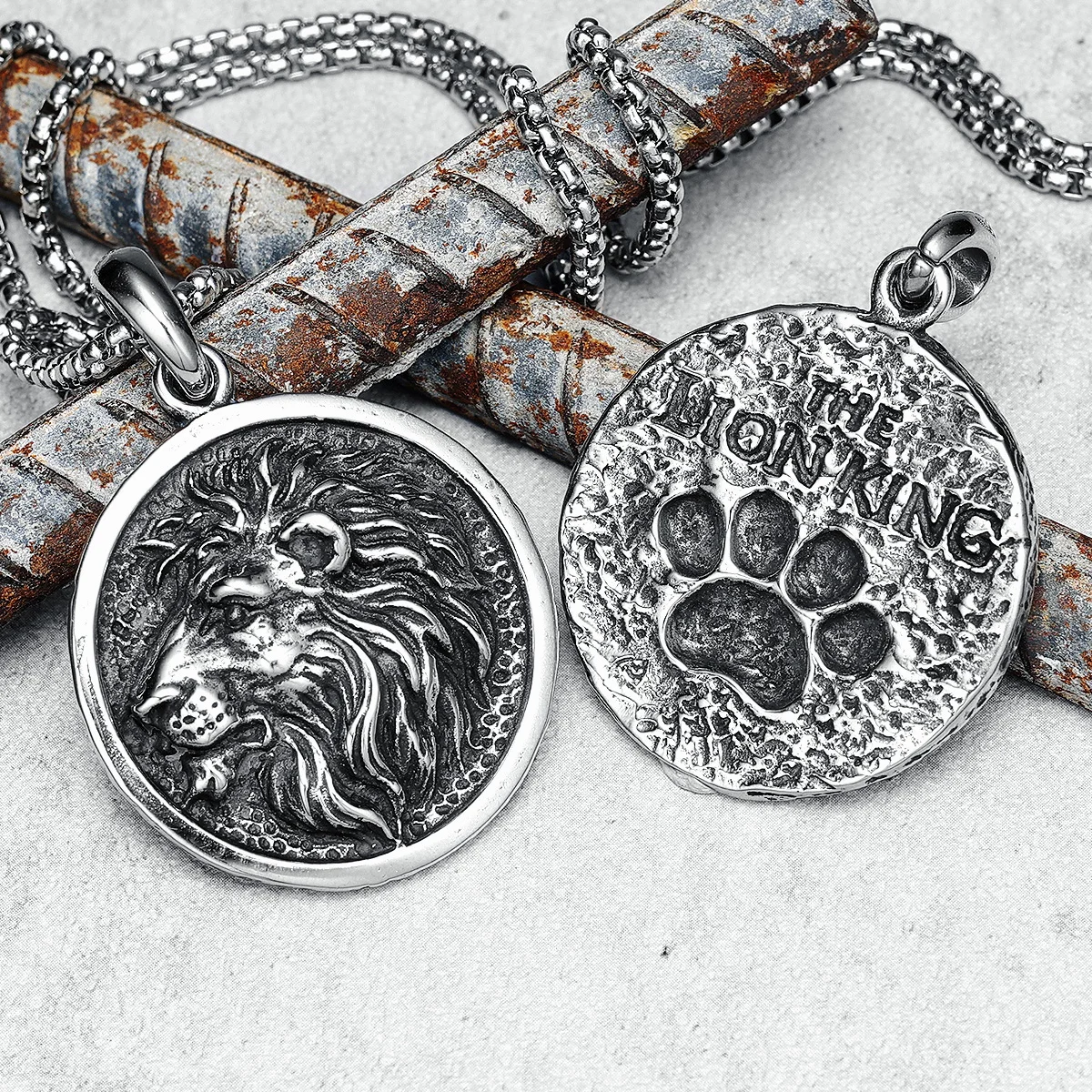 Wild Lion Men Necklaces 316L Stainless Steel Animal King Palm Print Pendants Chains Rock Punk For Friend Male Jewelry Best Gift