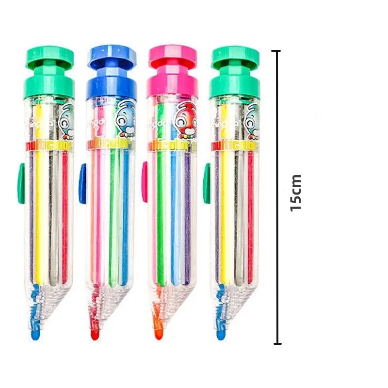 1Pc 8 In 1 Multicolor Crayons Creative Push Style DIY Replaceable Oil Pastel Colored Pencil For Kids Graffiti Painting Tools oil pastels colored crayons color pencils children painting supplies