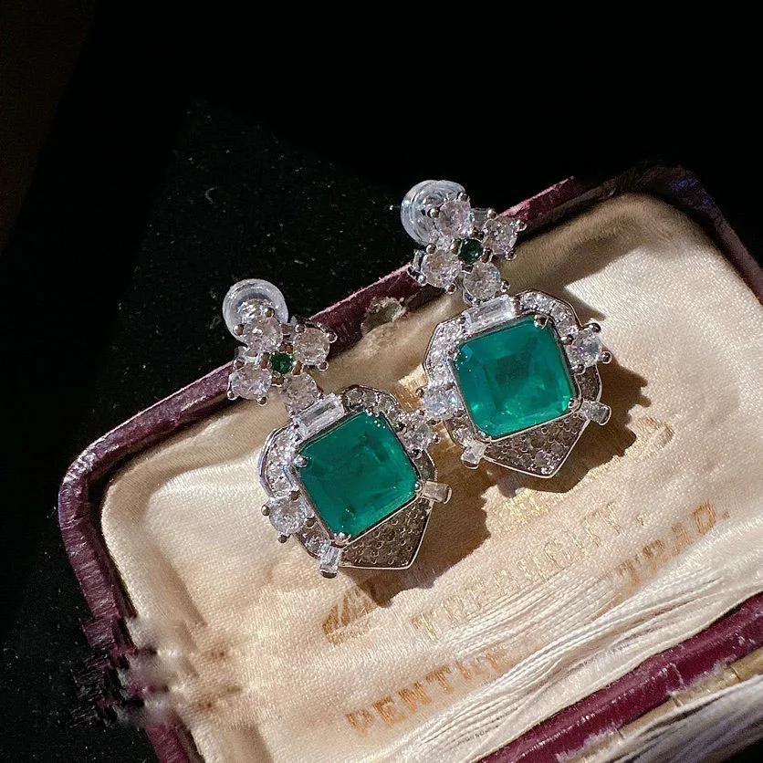 2023 Women Colombian caviar emerald necklace plated 18K gold pala peacock green ear of wheat zircon bracelet 4