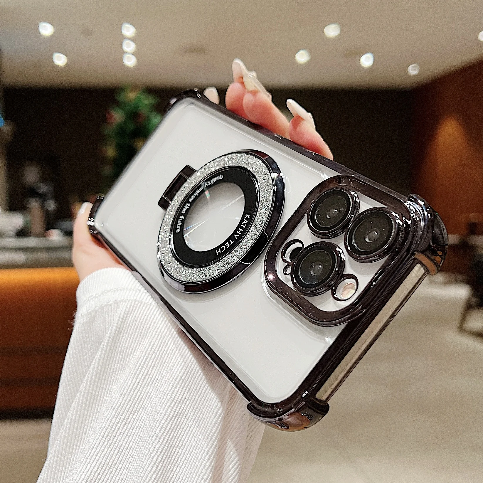 Läpinäkyvä TPU-pehmeä puhelinkotelo iPhone 15 14 Plus 13 12 11 Pro Maxille, magneettinen rengasjalka, iskunkestävä kameralinssi_voghion.com