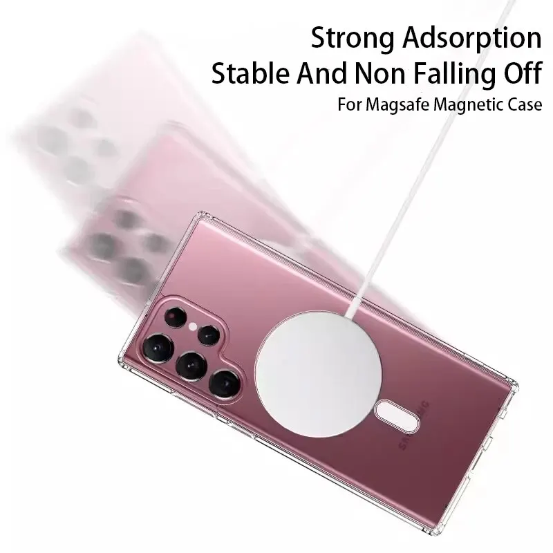 Enhanced Magsafe-Compatible Shockproof Clear Case with Wireless Charging