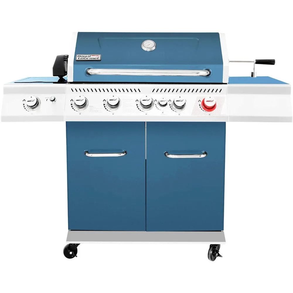 

Royal Gourmet GA5403B 5-Burner BBQ Cabinet Style Propane Gas Grill with Rotisserie Kit, Sear Burner, Rear Burner and Side Burner