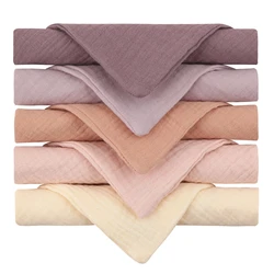 Set of 5 Soft Cotton Gauze Baby Washcloths - Absorbent and Gentle (PURPLE)