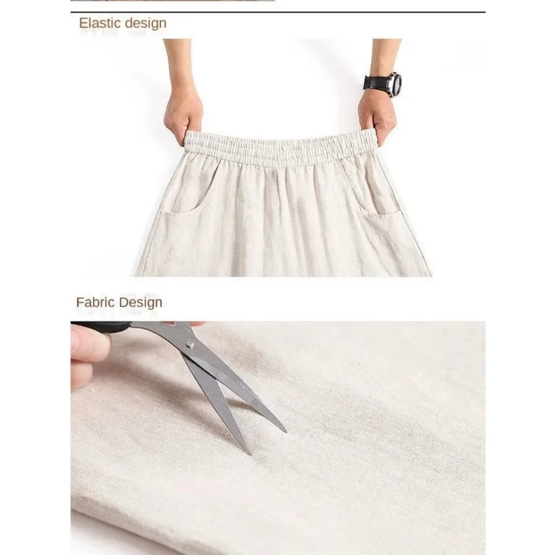 2024 New Fahion Linen Wide-leg Pants Women's Loose Drawstring Oversize Wide-leg Trousers Streetwear Girls Drawstring Sweatpants