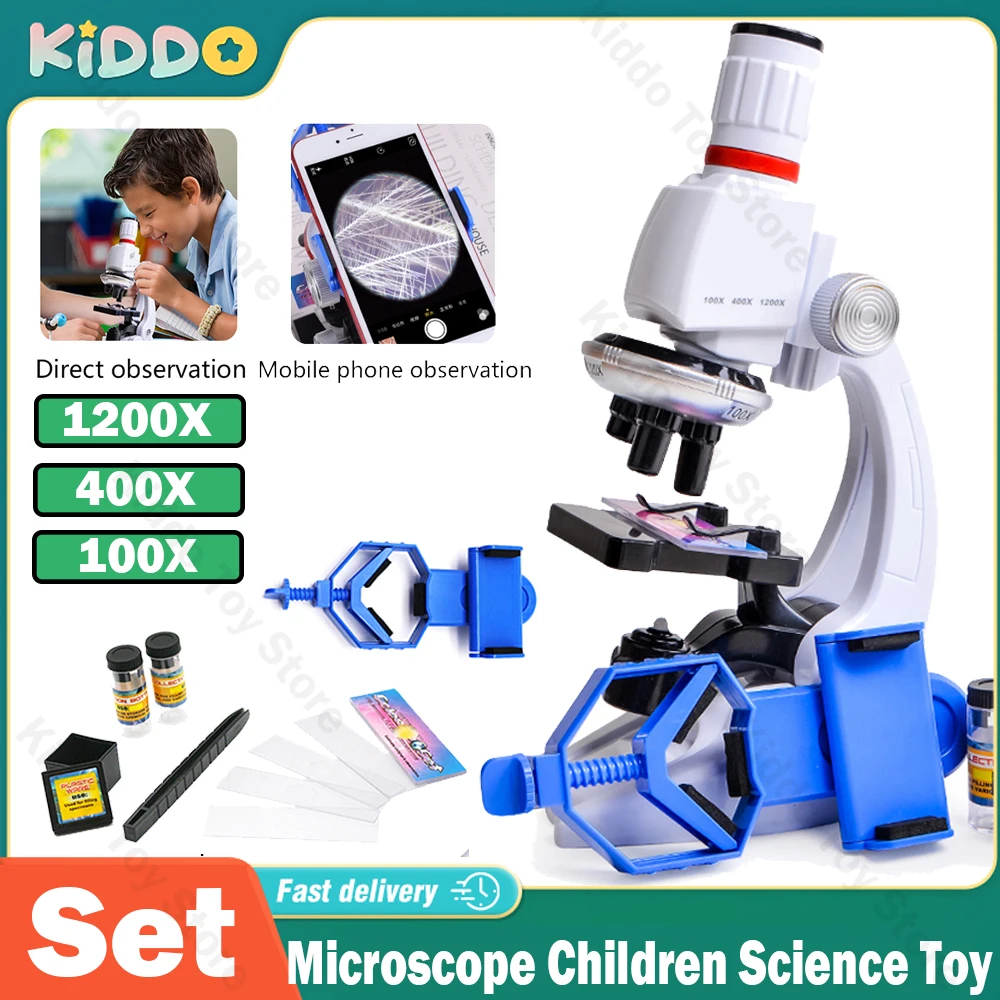 

Microscope Kit Lab LED 1200X/400/100 Microscope Laboratory Science Home School Educational Gift Refined Biological Back to Schoo