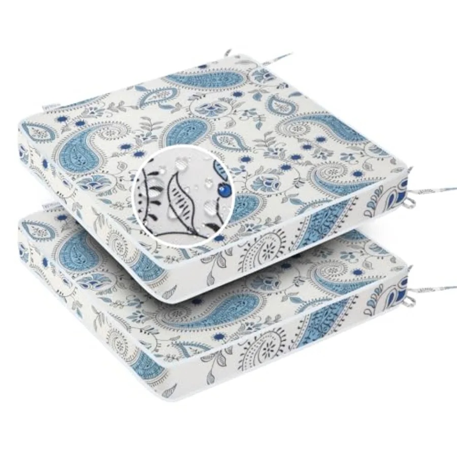 Patio Seat Cushions 18 chWaterproof Square Chair Pad with Ties 18''x18'' door Outdoor Chair Cushion for Garden Furniture Set of