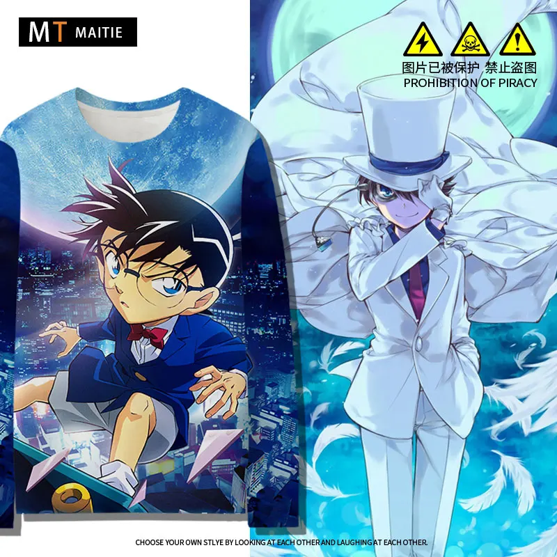 

DETECTIVE CONAN CO-SIGNED LONG-SLEEVED T-SHIRT CHILDREN AUTUMN STRANGE THIEF KIDDE KUDO SHINICHI ANIME CLOTHES MAN AUTUMN